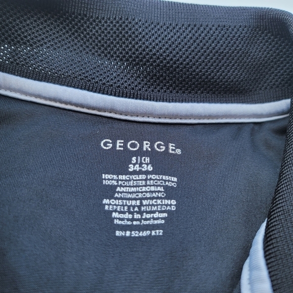 George Men’s Polo Shirt Black 3-Button Collar Short Sleeve Knit Size S (34-36) - Picture 7 of 7